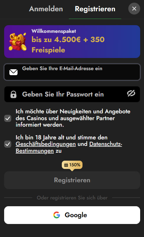 Registrierung in drei Minuten startklar